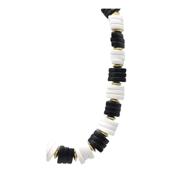 Avon Spectator 1986 Black White Lucite Plastic Statement Necklace Vintage No Box - Picture 3 of 4